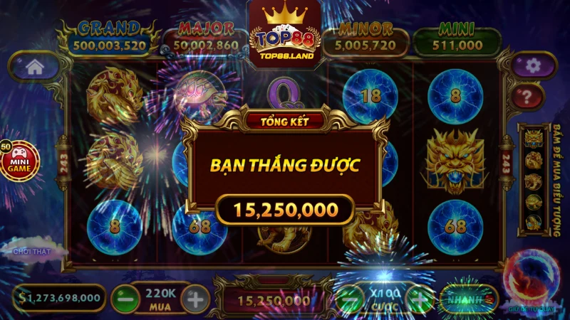 Giao diện game slot Top88 được đánh giá bắt mắt, chuyên nghiệp