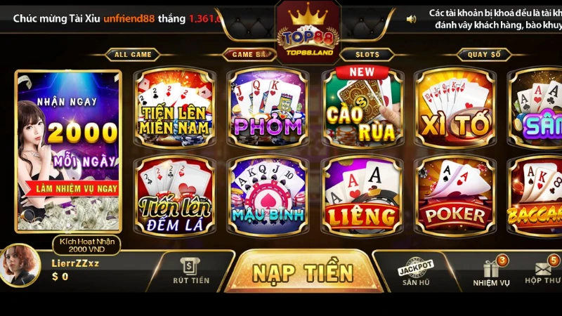 Hệ thống kho game tại cổng game Top88