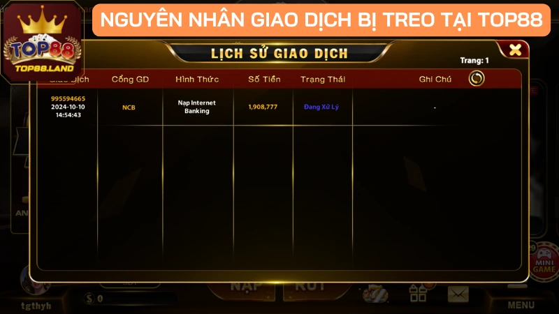 Nguyên nhân dẫn đến rút tiền Top88 bị treo